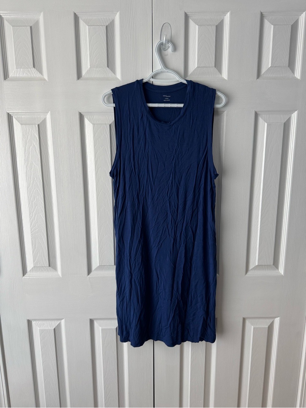 Daily Ritual Blue Sleeveless T-Shirt Dress XL Soft Drapey Mini Midi